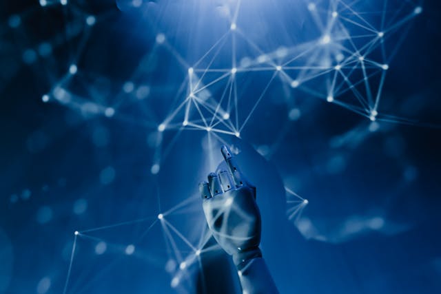 Advanced digital network technology representing innovative property management solutions.